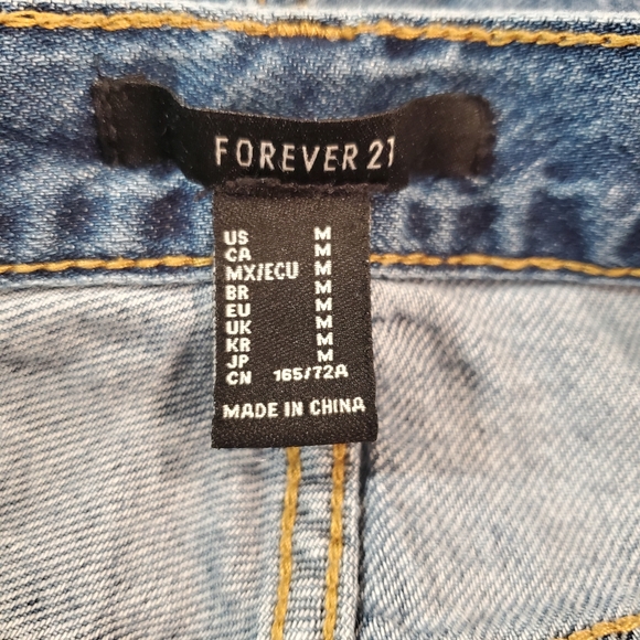 Forever 21 Distressed Boyfriend Jeans Womens Medium Blue High Rise Tapered Pants - Picture 8 of 9